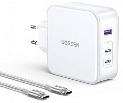 Зарядное устройство UGREEN CD289 140W 3-Port PD GaN Fast Charger EU (White) 15339