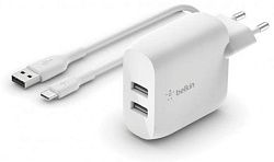 Сетевое ЗУ BELKIN Home Charger 24W DUAL USB MicroUSB 1м White (WCE002VF1MWH)