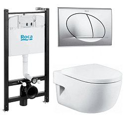 Инсталляция для подвесного унитаза ROCA Meridian (унитаз, кнопка, сиденье) (7893104110)