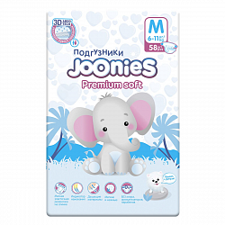 Подгузники Joonies Premium Soft, размер M (6-11 кг), 58 шт 953212KZ