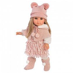 Кукла LLORENS Елена 35см блондинка в розовом костюме и шапке с двумя пумпонами 53525
