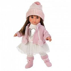 Кукла LLORENS Сара 35см шатенка в розовом жакете и белой кружевной юбке 53528