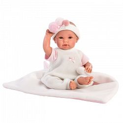 Кукла LLORENS Пупс 36 см в роззовой шапочке с пумпонами с одеялом-конвертом 63632