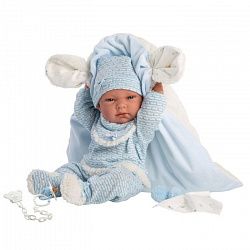 Кукла LLORENS Пупс Малыш 40 см в голубом костюме с матрасиком 73859