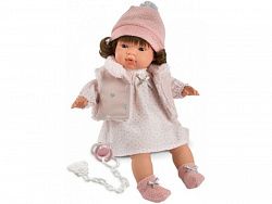 Кукла LLORENS Люся 38см брюнетка в розовй шапочке 38552