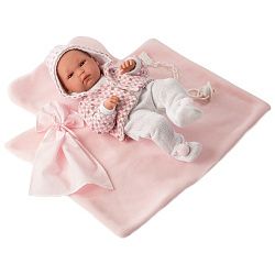 Кукла LLORENS малышка 35 см в розовой курточке с одеялом 63542