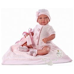 Кукла LLORENS малышка 35 см в розовой шапочке с пумпоном с одеялом 63546