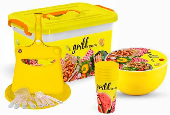 Фото Набор для пикника ПОЛИМЕРБЫТ 4389994 "GRILL MENU" НА 4 ПЕРСОНЫ 19 ПРЕДМЕТОВ