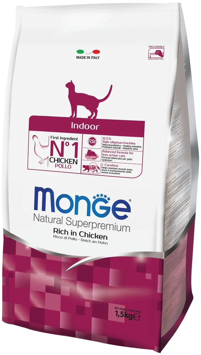 Корм MONGE CAT INDOORСУХОЙ КОРМ ДЛЯ КОШЕК ЖИВУЩИХ В ДОМЕ 1,5кг