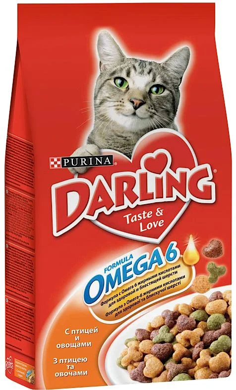 Фото Корм для кошек PURINA Darling сух.корм дом. птица,овощи 2 кг