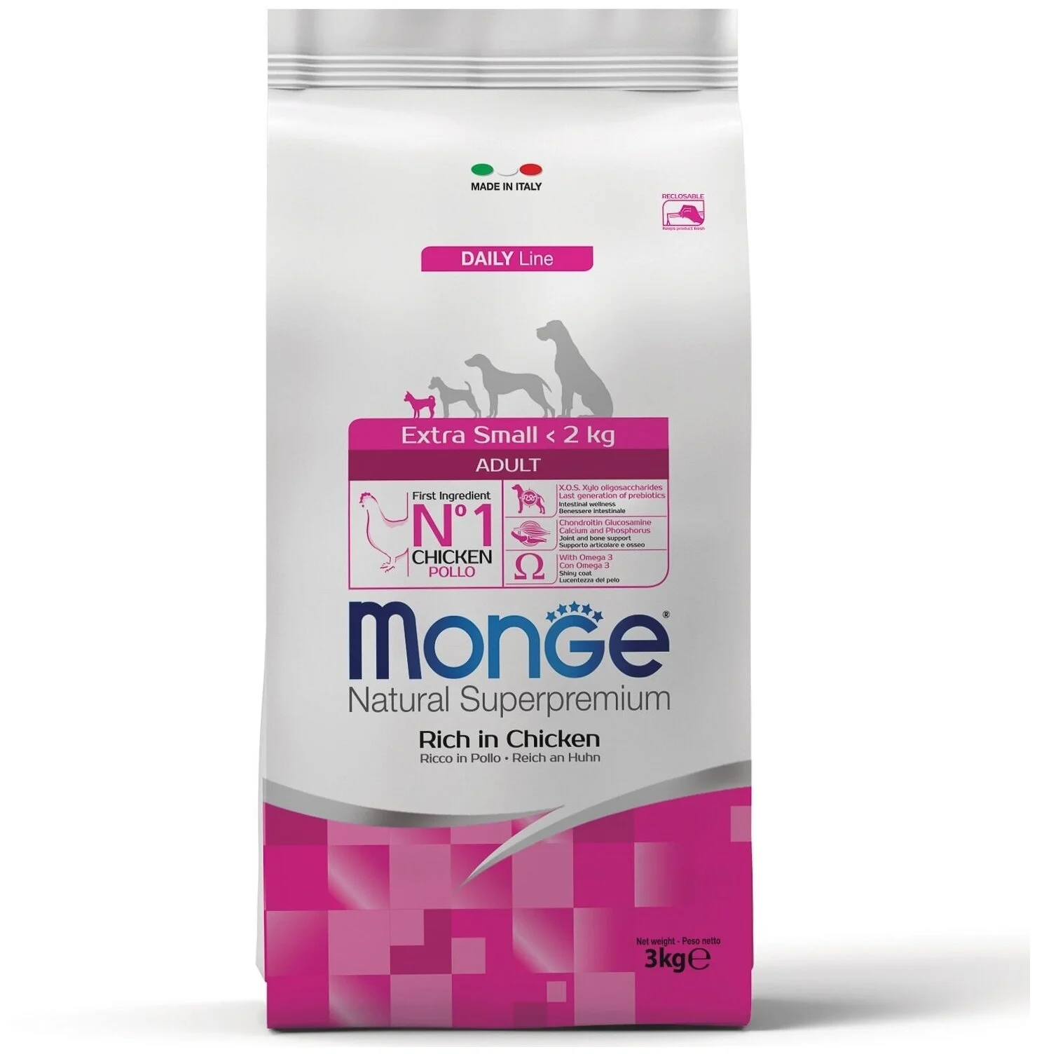 Корм MONGE SP.DOG EXC MINI CHICKENСУХОЙ КОРМ ДЛЯ МИНИ СОБАК С КУРИЦЕЙ, 3 кг. шт