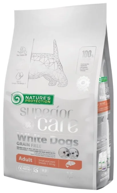 Корм для взрослых собак мелких пород NP SCare White dogs Grain Free Salmon Adult Small and Mini Breeds 1.5kg