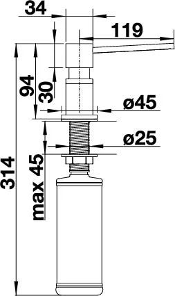 Картинка Дозатор BLANCO 525809 Lato нержавеющая сталь UltraResist