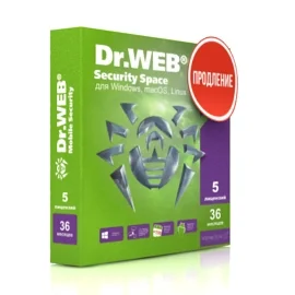 Фото Антивирус Dr.Web Security Space на 36 м., 5 ПК, продление лицензии (LHW-BK-36M-5-B3)