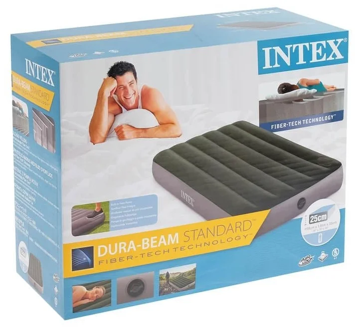 Картинка Матрас надувной INTEX 64761 Dura-Beam Downy Airbed (Twin) 191 х 99 х 25 см