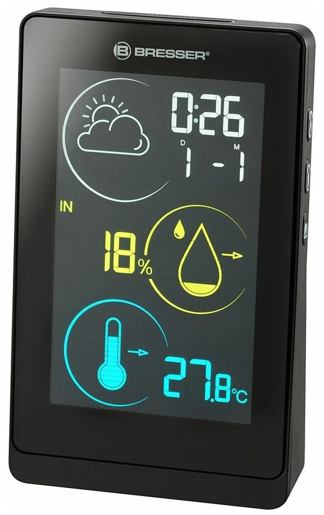 Метеостанция BRESSER Temeo Life H с цветным дисплеем, черная
