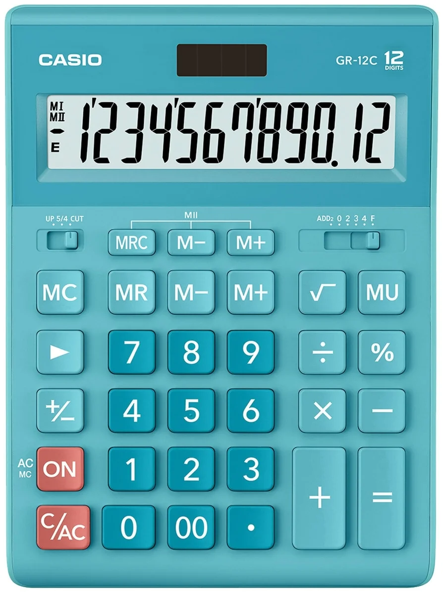 Калькулятор настольный CASIO GR-12C-LB-W-EP бирюза