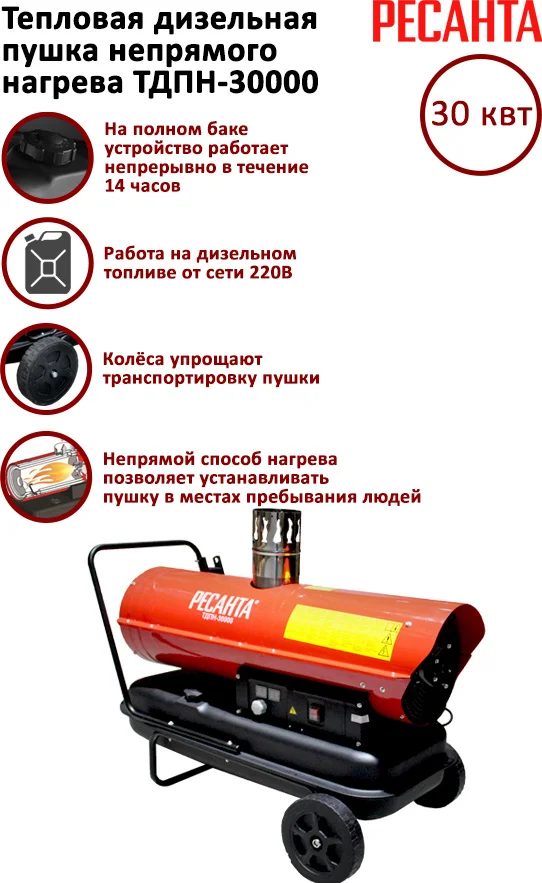 Фото Тепловая пушка РЕСАНТА ТДПН-30000 (67/1/12)
