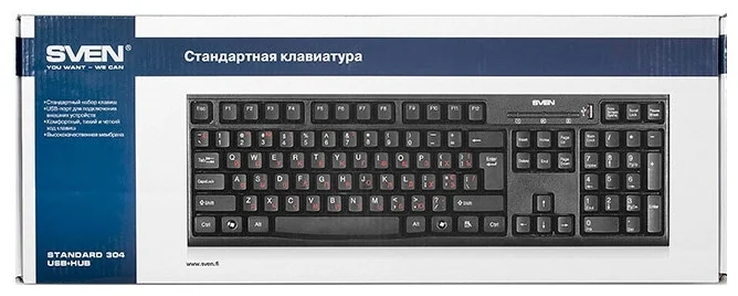 Картинка Клавиатура SVEN 304 USB+HUB Black