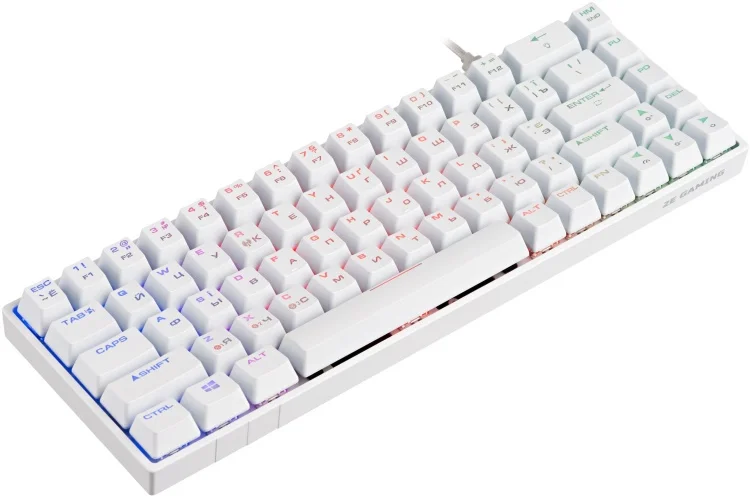 Фото Клавиатура 2E GAMING KG380 RGB 68key Gateron Brown Switch BT/USB White Ukr (2E-KG380UWT-BR)