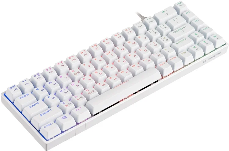 Фото Клавиатура 2E GAMING KG380 RGB 68key Gateron Red Switch BT/USB White Ukr (2E-KG380UWT-RD)
