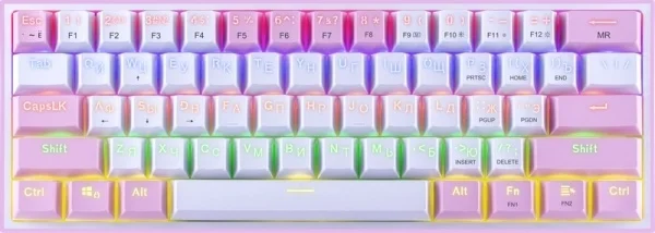 Клавиатура REDRAGON Fizz радужный White-Pink