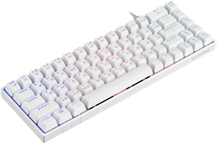 Фото Клавиатура 2E GAMING KG380 RGB 68key Gateron Blue Switch BT/USB White Ukr (2E-KG380UWT-BL)