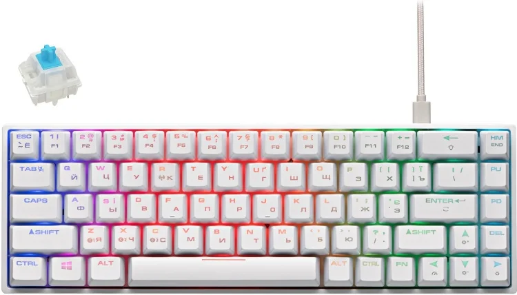 Клавиатура 2E GAMING KG380 RGB 68key Gateron Blue Switch BT/USB White Ukr (2E-KG380UWT-BL) заказать
