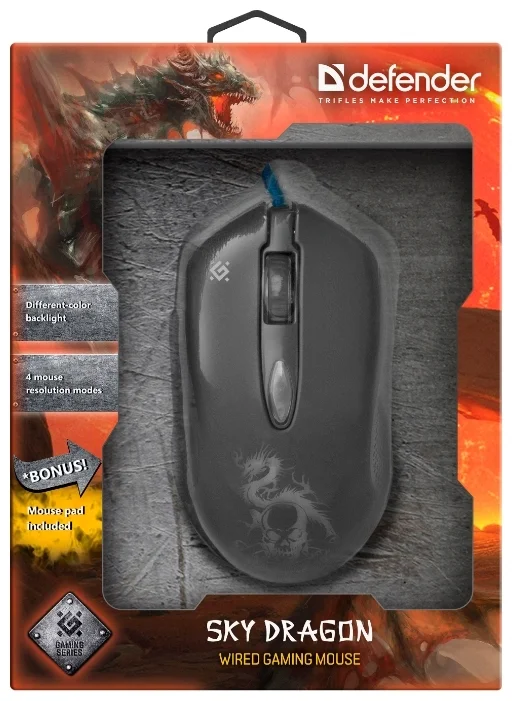 Мышь DEFENDER Sky Dragon GM-090L Black + коврик (52090) заказать