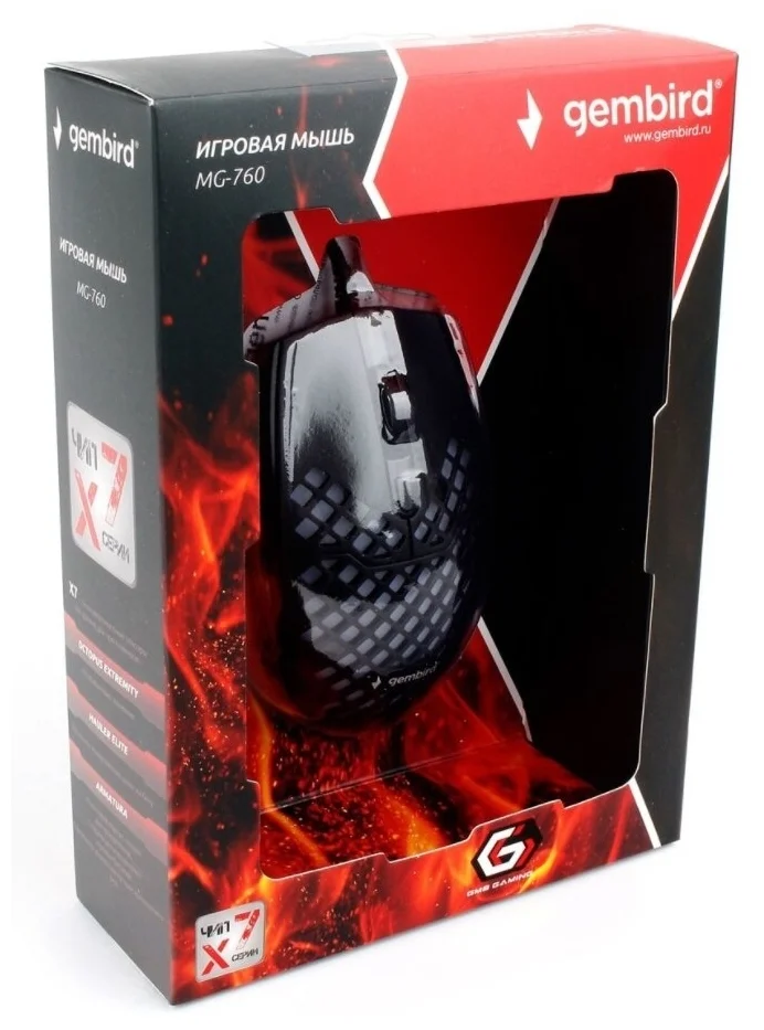 Мышь GEMBIRD MG-760 Optical 800-3200 dpi USB RGB Black заказать