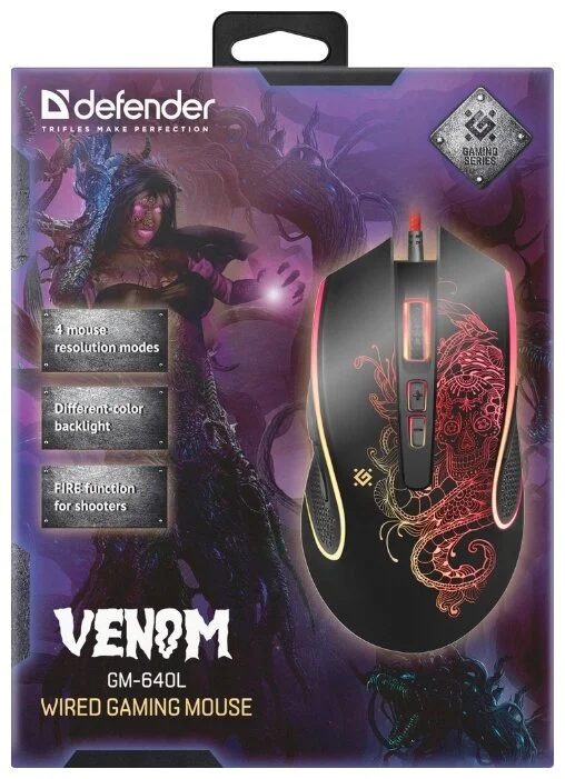 Купить Мышь DEFENDER Venom GM-640L (Коврик в комплекте)