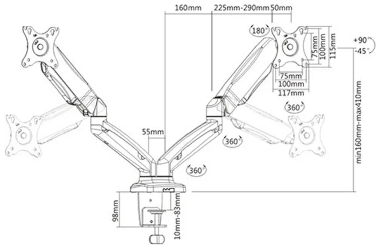 Картинка Кронштейн BRATECK настольный LDT13-C024