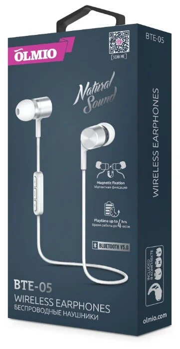 Фото Наушники OLMIO BTE-05 Bluetooth 5.0 White