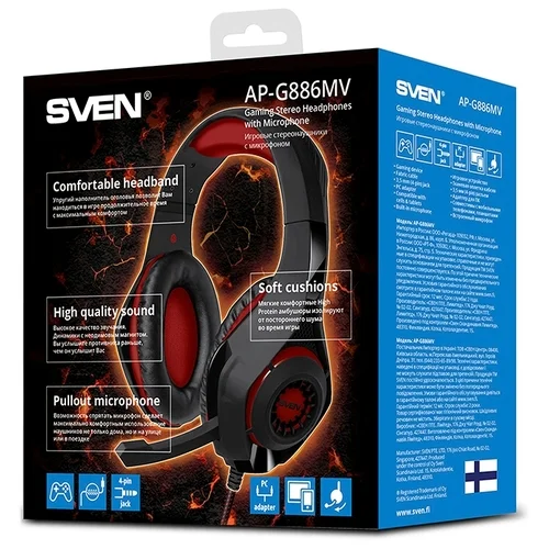 Картинка Наушники SVEN AP-G886MV Black-red