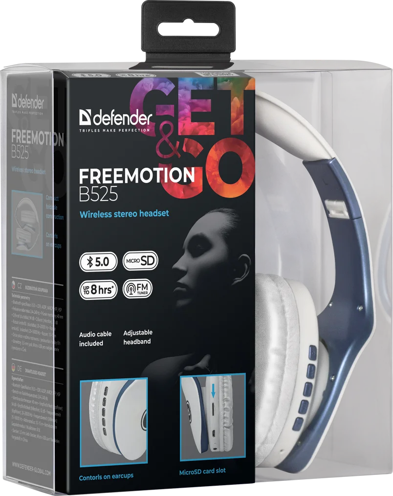Цена Наушники DEFENDER FreeMotion B525 White-blue