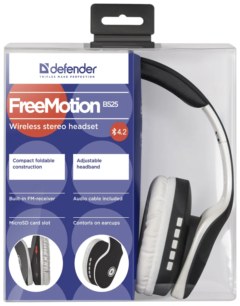 Купить Наушники DEFENDER FreeMotion B525 Black+White BT