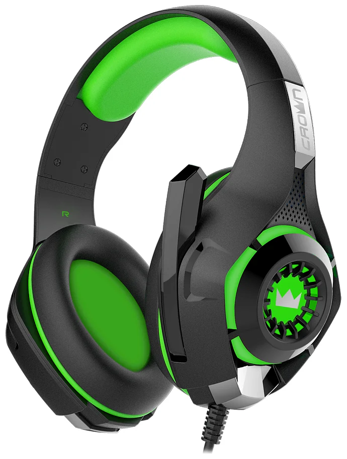 Фото Гарнитура CROWN CMGH-102T Black&green