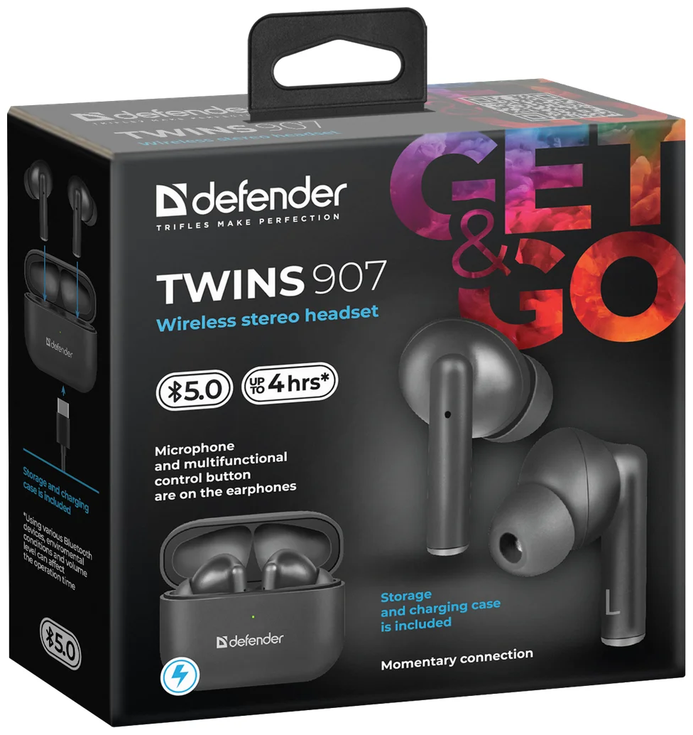 Гарнитура DEFENDER Twins 907 Black заказать