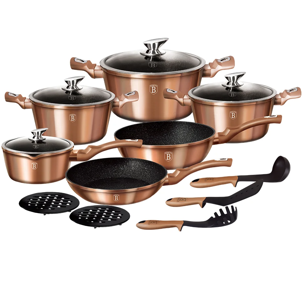 Набор посуды BerlingerHaus BH-1224N 15 ПР ROSE GOLD COLLECTION