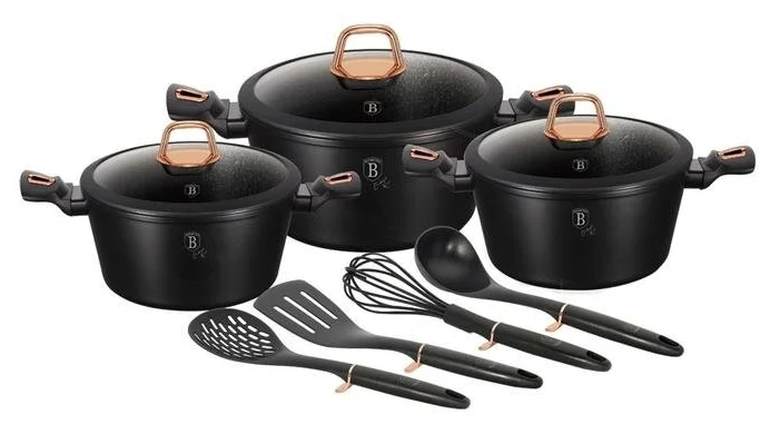Набор посуды BerlingerHaus BH-6154 10 ПР BLACK ROSE GOLD