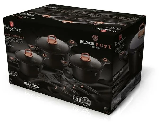Фото Набор посуды BerlingerHaus BH-6154 10 ПР BLACK ROSE GOLD