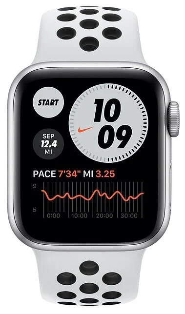 APPLE Watch Series 6 40mm Silver Aluminium Case Pure Platinum Black Nike Sport Band A2291 M00T3GK A 1.kz