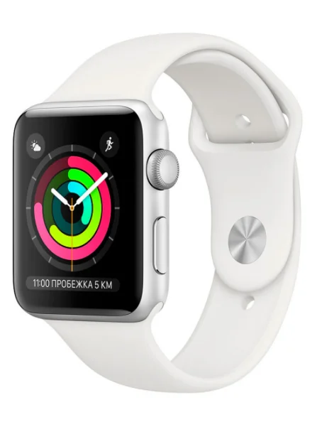 Фото Смарт-часы APPLE Watch Series 3 GPS 42mm Silver Aluminium Case with White Sport Band (MTF22GK/A)