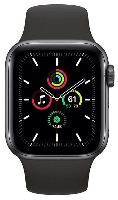 Фото Смарт-часы APPLE Watch SE GPS 40mm A2351 Space Grey Aluminium Case/Black Sport Band (MYDM2GK)