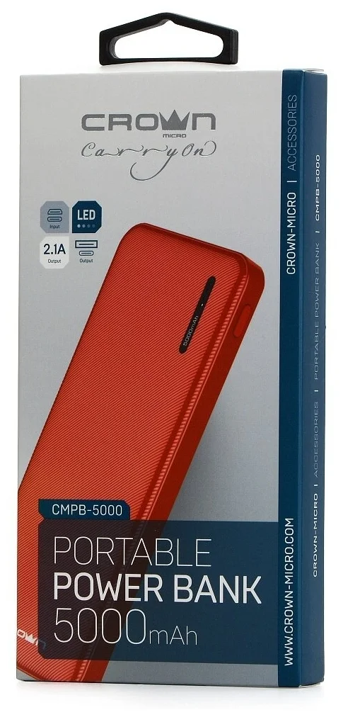 Фотография Power Bank CROWN CMPB-5000 coral