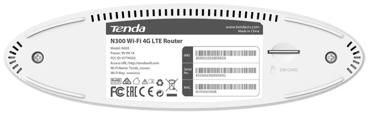 Фотография Роутер TENDA 4G03 WiFi 5 (300M) 2 x 10/100M 4G/LTE