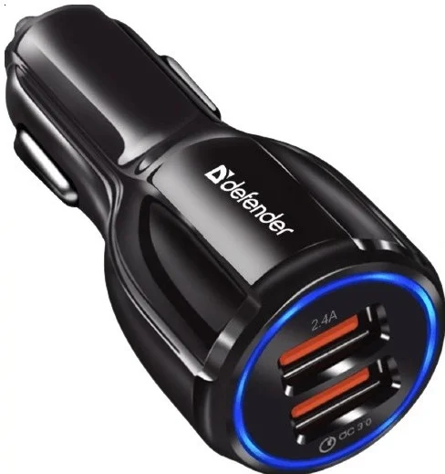 Автомобильное зарядное устройство DEFENDER UCA-100 2xUSB QC3.0 Black