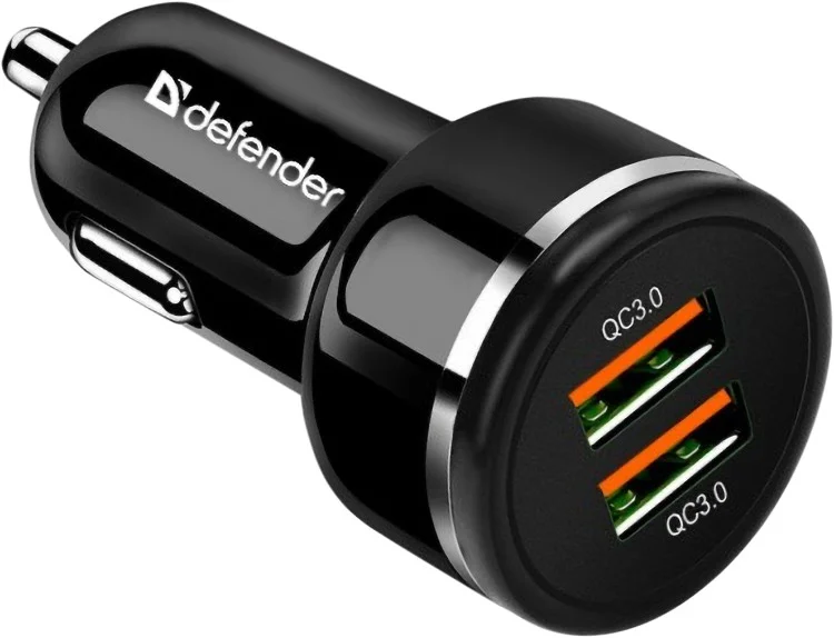 Автомобильное зарядное устройство DEFENDER UCA-80 2xUSB QC3.0 Black