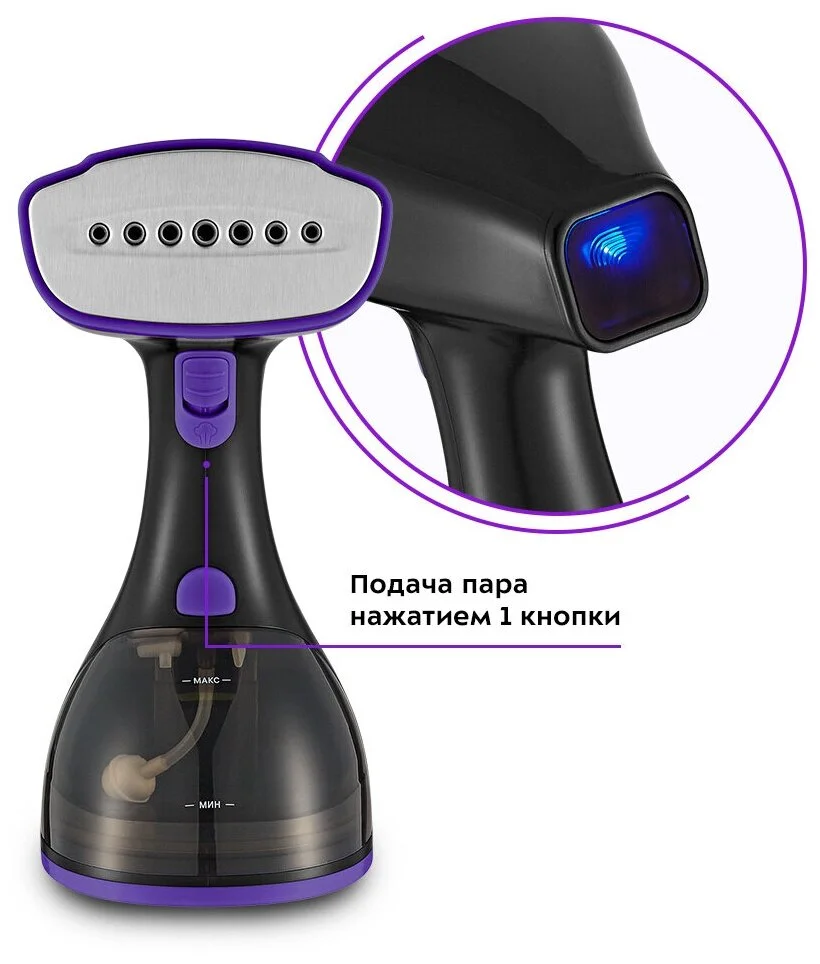 Картинка Отпариватель ручной Kitfort KT-9121-1 черно-фиолетовый