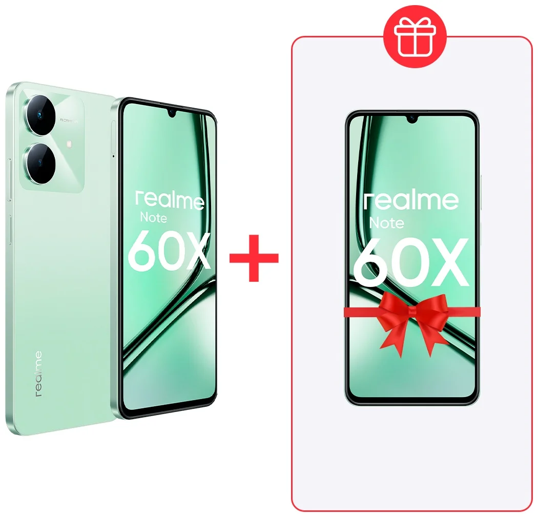 Смартфон REALME Note 60X 3/64Gb Green+подарок REALME Note 60X 3/64Gb Green